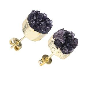 Gold & Black Crystal Quartz Earrings